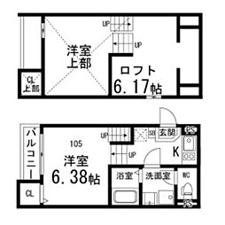 arcobaleno 1階1Kの間取り