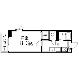 コーポイトウII 2階1Kの間取り