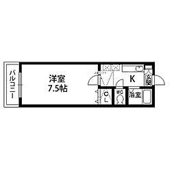 ノーブル参番館 1Kの間取図画像