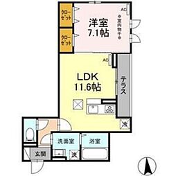 DーROOM　MIYAMACHI3 1階1LDKの間取り