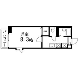 コーポイトウII 2階1Kの間取り