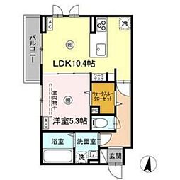 D-ROOM柏木2丁目 2階1LDKの間取り