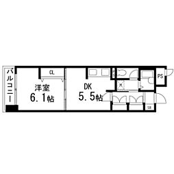 プリミエール高松 1DKの間取図画像