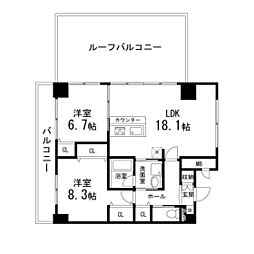 ルキシア大町西公園 13階2LDKの間取り