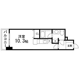 パルティーレEXE片平タワー 0708 7階ワンルームの間取り