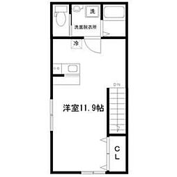 ポミエ富沢西 2階ワンルームの間取り