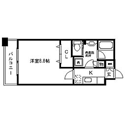 リビングステージ木町通 4階1Kの間取り