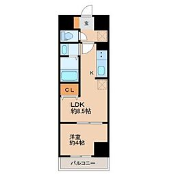 アスコット六丁の目 1階1LDKの間取り