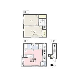 パレロワイヤル 3階2LDKの間取り