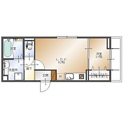 カラーズガーデン連坊 3階1LDKの間取り