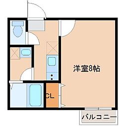 アスコット連坊駅前II 1階1Kの間取り