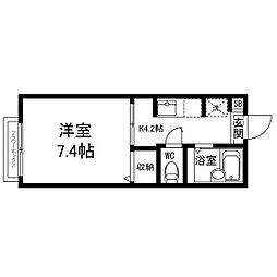 Amisu館 1Kの間取図画像