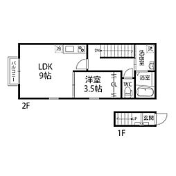 グランドソレイユ北山 1LDKの間取図画像
