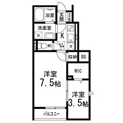 LiveA棟 2Kの間取図画像