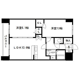 アークデュオ仙台苦竹 2LDKの間取図画像