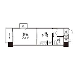 ライオンズマンション上杉西 1DKの間取図画像