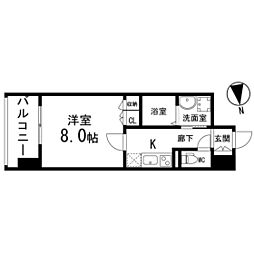 ディークレスト太子堂駅前East 1Kの間取図画像