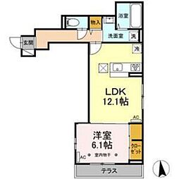 D-roomCinnamon 1LDKの間取図画像