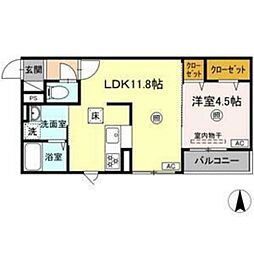 アパート 1LDKの間取図画像