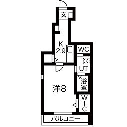 グリシーヌ 1Kの間取図画像