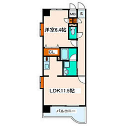 カーレヂ三浦・2 1LDKの間取図画像