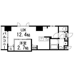 シエルエックス 1LDKの間取図画像