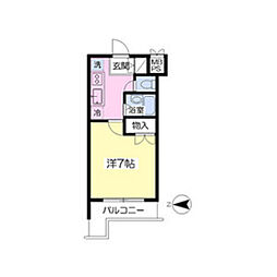 ユーヒルズ 1Kの間取図画像