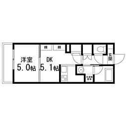 エルスタンザ仙台駅東 1DKの間取図画像