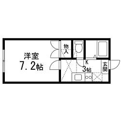 ホワイトキャッスル宮千代ビレジA棟 1Kの間取図画像