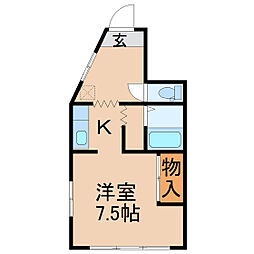 八木山アベニュー 1Kの間取図画像