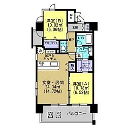 メトロメゾン太子堂 2LDKの間取図画像