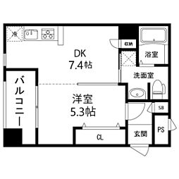 レムナント晩翠 1DKの間取図画像