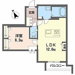 ロイヤルコートハウス 1LDKの間取図画像