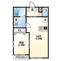 Gran Premiere一本杉(一本杉A棟) 1LDKの間取図画像
