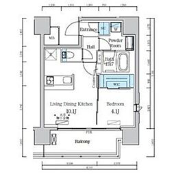 デュオフラッツ仙台木町通リネア 1LDKの間取図画像
