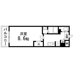 アスコット宮城野 1Kの間取図画像