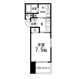 DKM西公園 1Kの間取図画像