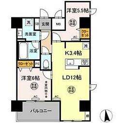 エクルベージュ 2LDKの間取図画像