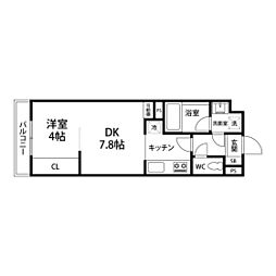 THEIOTHaranomachiα 1DKの間取図画像
