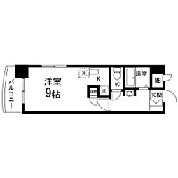 ロイヤルパーク五橋 ワンルームの間取図画像