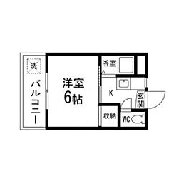 シャングリラ荒巻 1Kの間取図画像