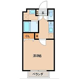 アスコットディア萩野町 1Kの間取図画像