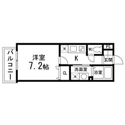 Cristallin1 1Kの間取図画像