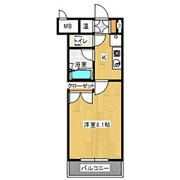 テルシノ北仙台 1Kの間取図画像