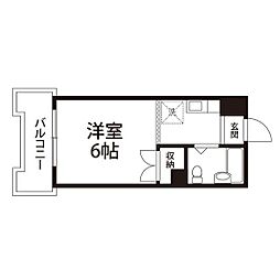 Mヒルズ本町 1Kの間取図画像