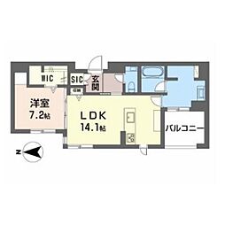 THE GARDEN 八幡 1LDKの間取図画像