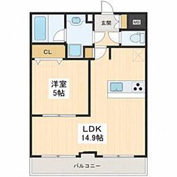 LUANA・AIR・RESIDENCE五橋 1LDKの間取図画像