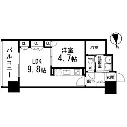 ディークレスト太子堂駅前East 1LDKの間取図画像