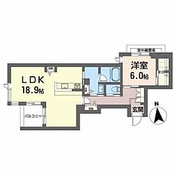 広瀬橋桜館 1LDKの間取図画像