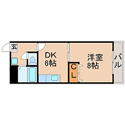 八木山アベニュー 1DKの間取図画像